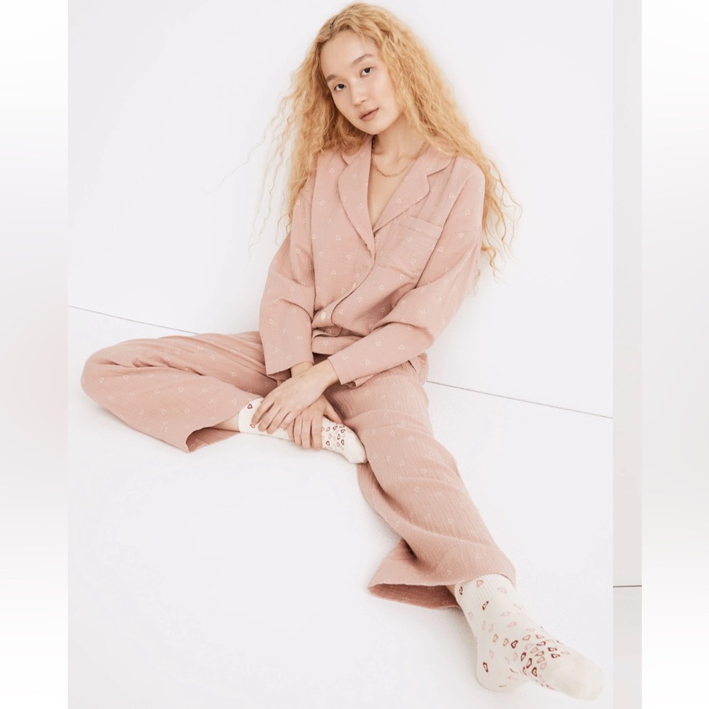 Madewell Lightestspun Oversized Long Pajama Set in Dusty Blush Open Hearts